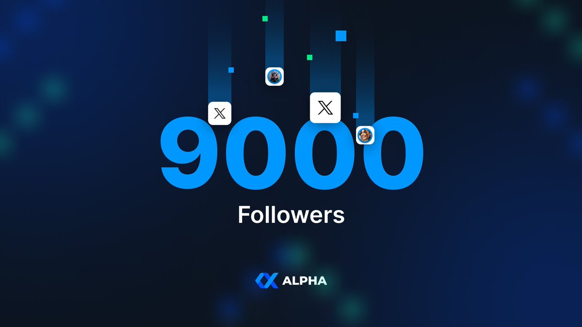 Congrats! We’ve just crossed 9000 followers here on Twitter 🙌 A huge thank you to each of you for joining us on XAlpha.  It’s incredible to witness the growing community around XAlpha - we never take your support for granted. Here’s to more growth! Cheers!🥂