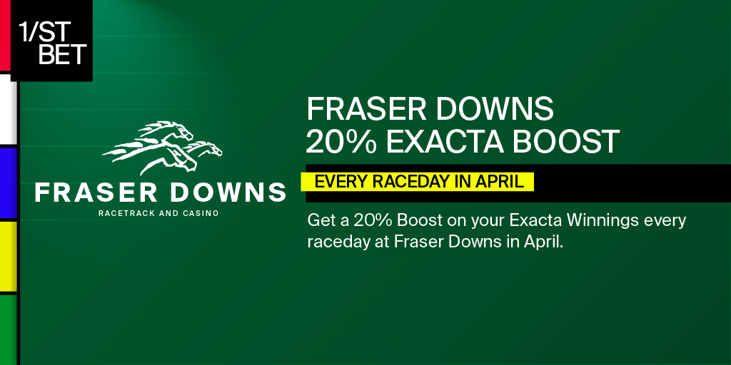 Don't forget to get your 20% Boost on your Exacta Winnings tonight at Fraser Downs 🔋 Learn more and register ⬇ news.1st.com/promotion-land…