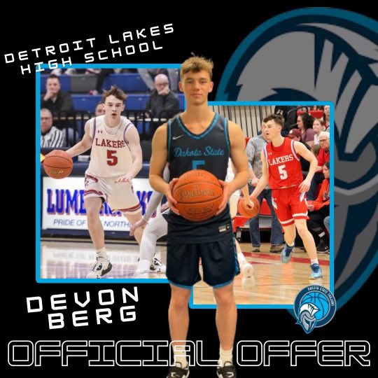 Devon Berg (@devon_berg_5) on Twitter photo After a great visit, I’m excited to announce that I’ve received an offer from @DakotaStateMBB! Thank you for the opportunity!
<a href="/CoachDameLuna/">Damien Luna</a> @coach_kleiny After a great visit, I’m excited to announce that I’ve received an offer from @DakotaStateMBB! Thank you for the opportunity!
<a href="/CoachDameLuna/">Damien Luna</a> @coach_kleiny