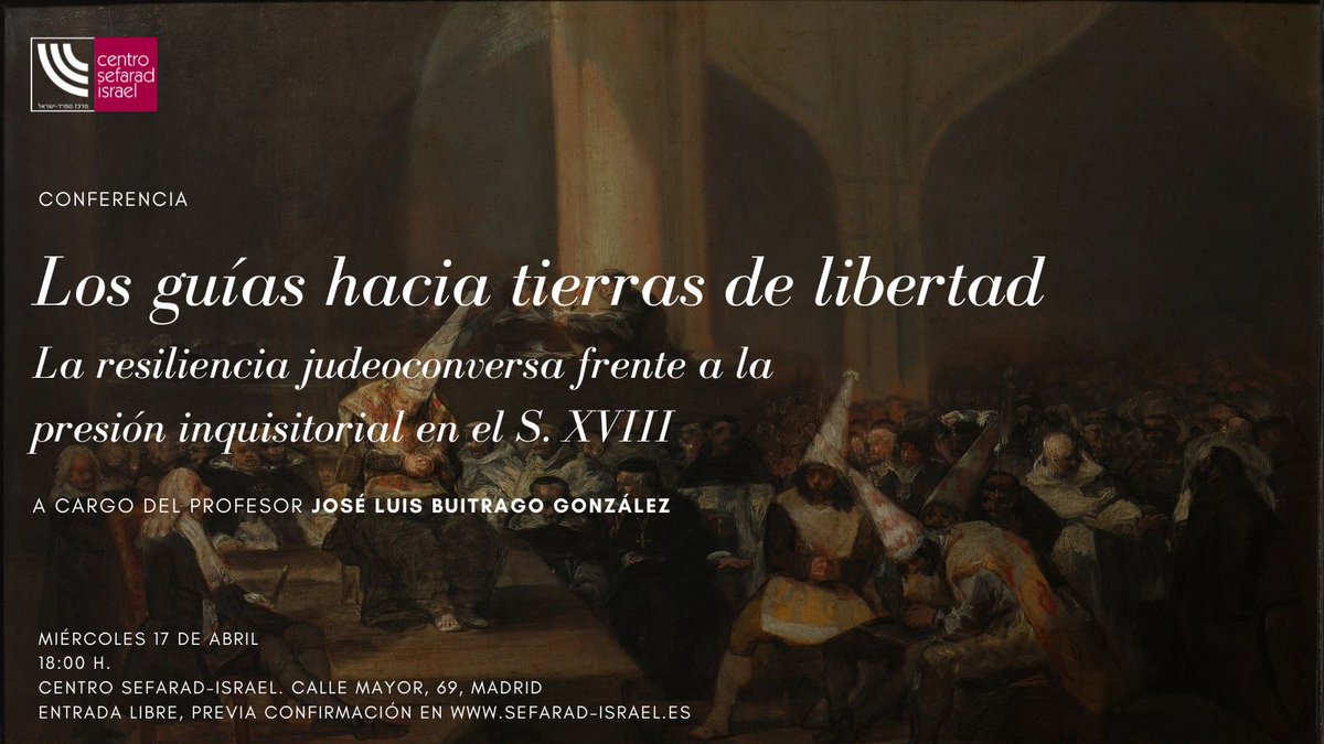 ¿Cómo fue la presión inquisitorial que sufrieron los judeoconversos? ¿De qué manera eran perseguidos y procesados? De ello nos hablará el profesor José Luis Buitrago en esta conferencia. 🗓️ 17 abril ⌚ 18h 📍 @efaradisrael 🎟️ Inscripción: sefarad-israel.es/evento/los-dia…