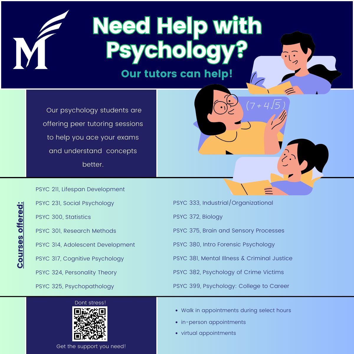 Need help with your psychology coursework before finals? Our psych tutors are here to help! Schedule a session with them today!