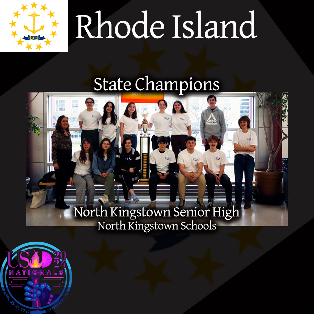Congratulations to the state champions from Rhode Island! These wonderful decathletes will be headed to Pittsburgh in two weeks to represent their state at #USADNats2024! Thank you to everyone supporting the terrific students! @RIDeptEd