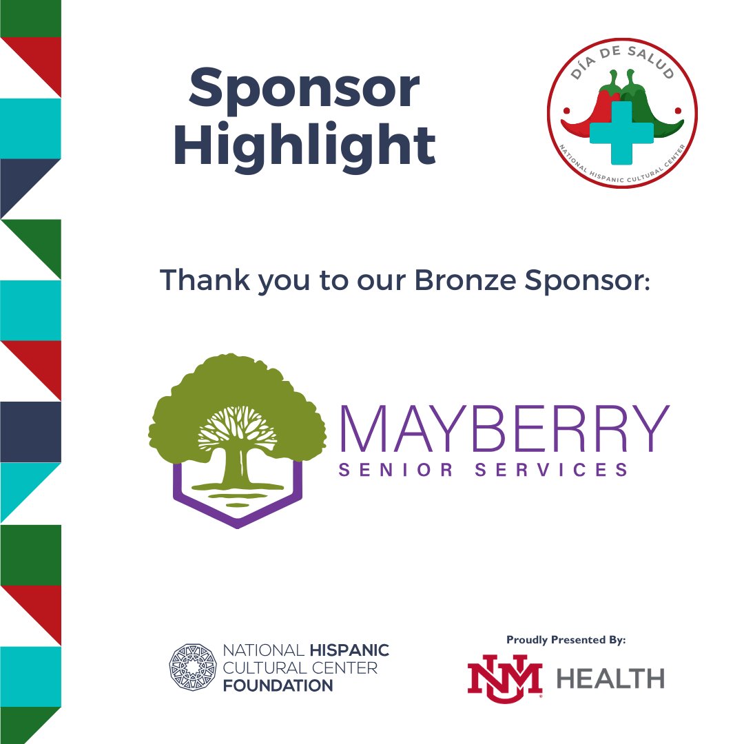 Big shout out to Mayberry Senior Services for supporting Día de Salud as a bronze sponsor! Come meet them on April 28th, 9AM-2PM at the National Hispanic Cultural Center and explore their valuable services. #MayberrySeniorServices #HealthFair #NHCCF #DiaDeSalud