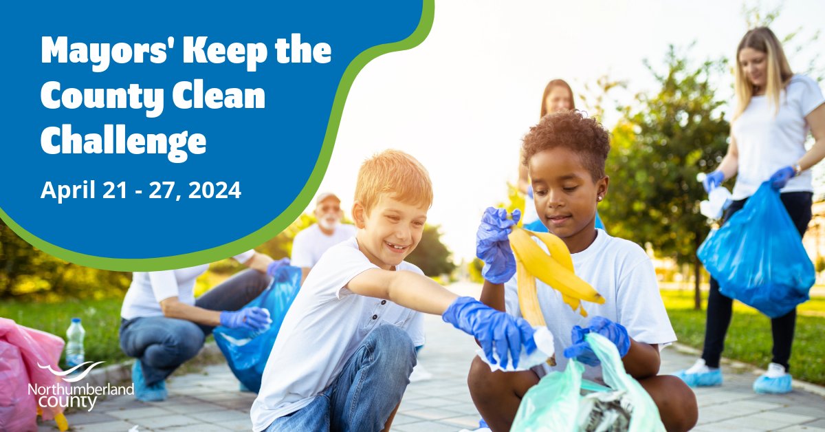 Monday, April 22 is #EarthDay2024! 🌍 The Mayors' Keep the County Clean Challenge is back, register with your local municipality to help keep Northumberland County beautiful and litter-free! 🌐For more information, visit Northumberland.ca/EarthDay