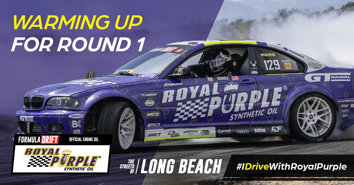 The @FormulaDrift PRO drivers are warming up for Round 1 here in sunny California! Head over to formulad.com/live for the livestream. #NoMatterWhatDrivesYou #DriveWithRoyalPurple #DriftWithRoyalPurple #FormulaD #OfficialEngineOil #FDLB @oreillyauto