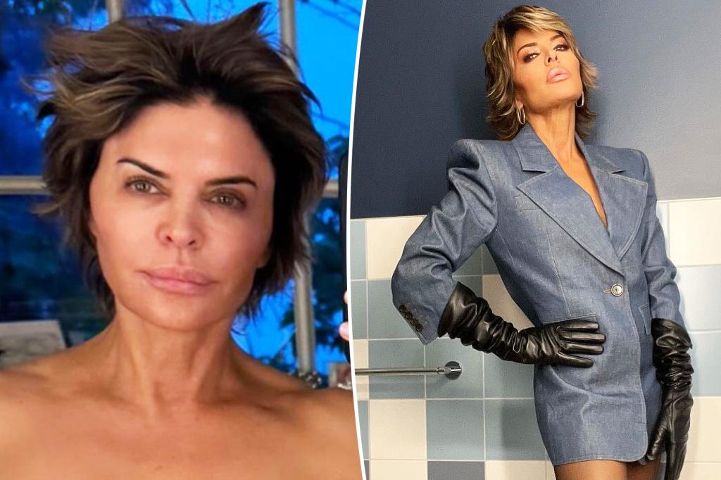 Lisa Rinna bares all to show off spray tan after dissolving her polarizing facial fillers trib.al/cqncZxn