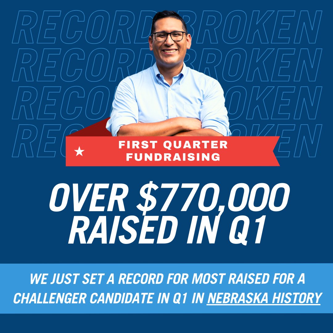 We're breaking records AND gearing up to flip a congressional district in #NE02. Folks, we're not just outpacing Bacon's fundraising numbers — we're outpacing our own from 2022. And it's clearer than ever that Nebraskans have never been more ready for new leaders who will stand