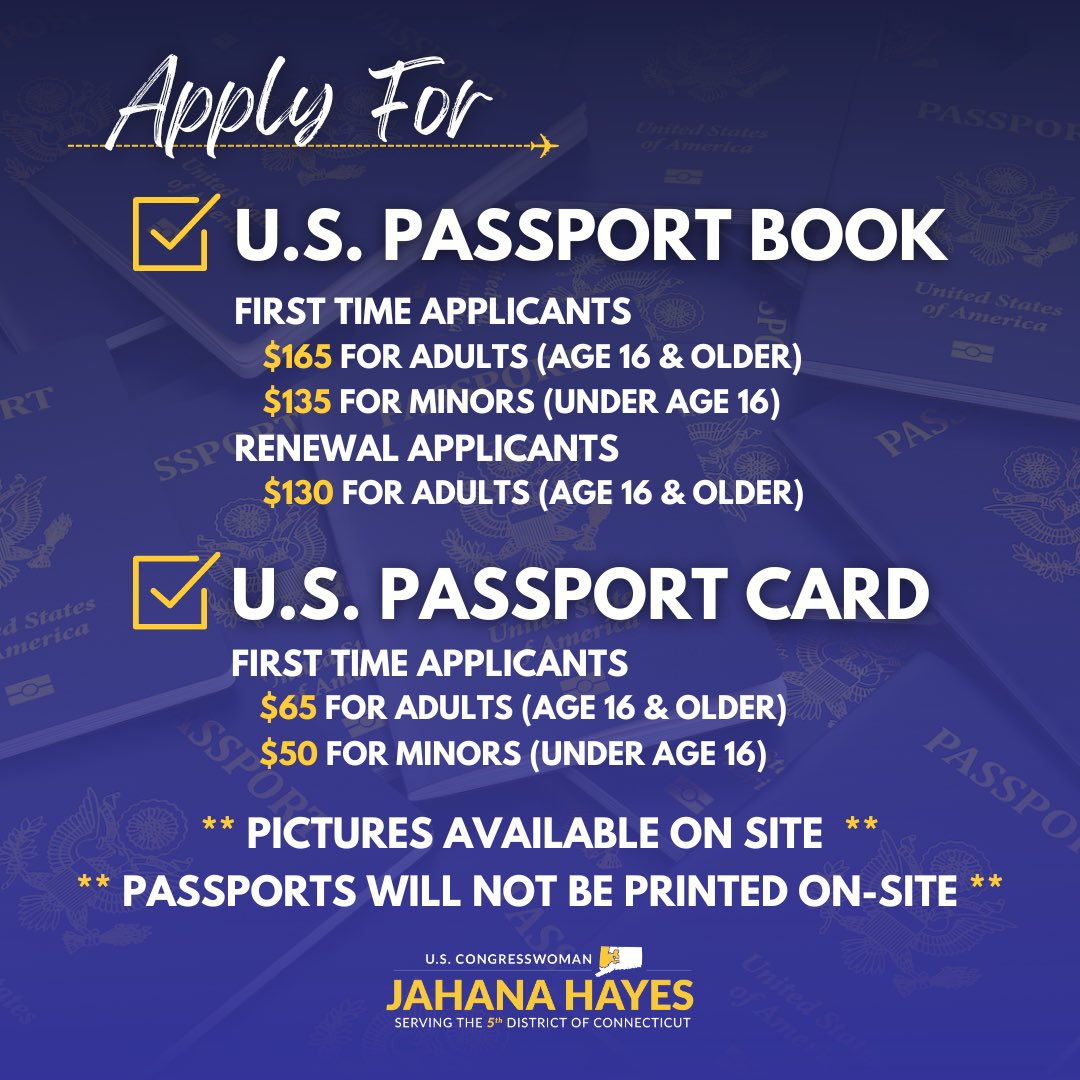 ✈️🌎 Our 2023 Passport Day events were a success…. So we’re doing it again! Join us for our next Passport Day on Saturday, April 20 from 9 AM-1 PM at the Danbury War Memorial. To schedule an appointment call 860-223-8412. Walks-Ins are welcome.