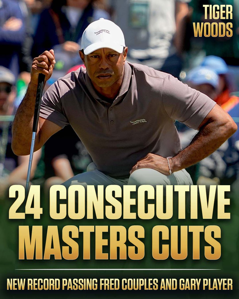 GolfChannel's tweet photo. Tiger Woods makes golf history once again. 🙌🐅

The five-time Masters champion will play the weekend at Augusta for a record-breaking 24th consecutive time. #TheMasters https://t.co/cHnfWieG2L