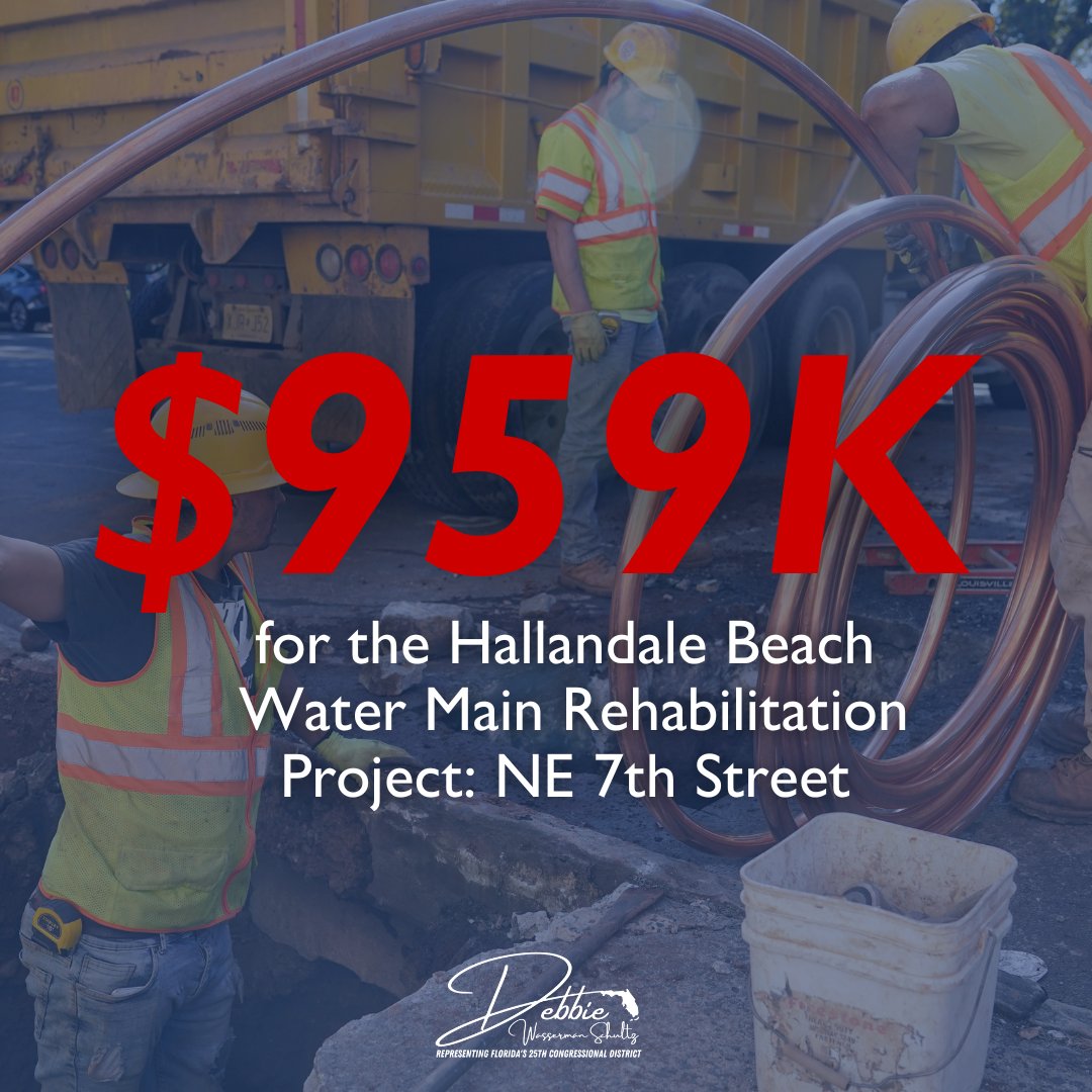 #Minibus victory: $959K for the NE 7th Street Water Main Rehabilitation Project. This money will ensure reliable water access for #FL25’s @‌MYHBeach! I’m proud to secure this vital hometown funding.