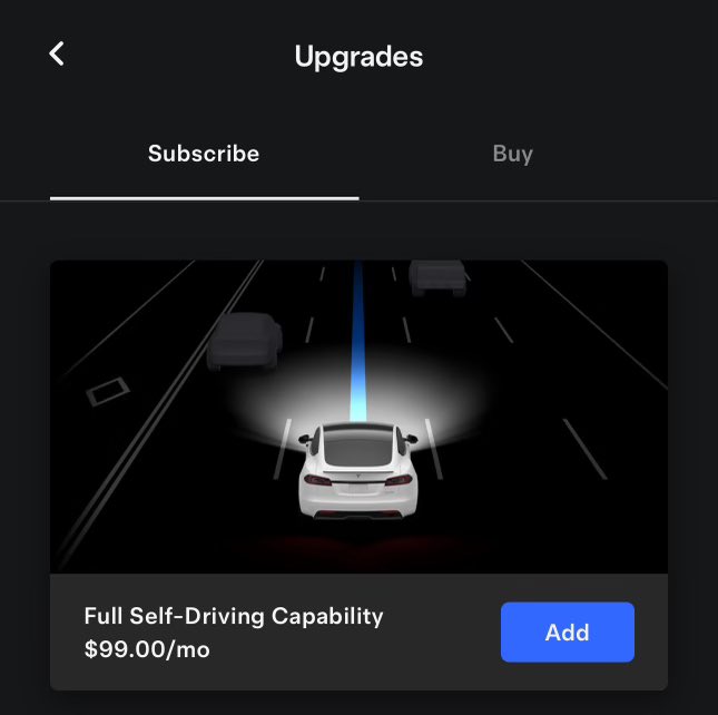 Breaking: FSD is now $99/ mo to subscribe!
