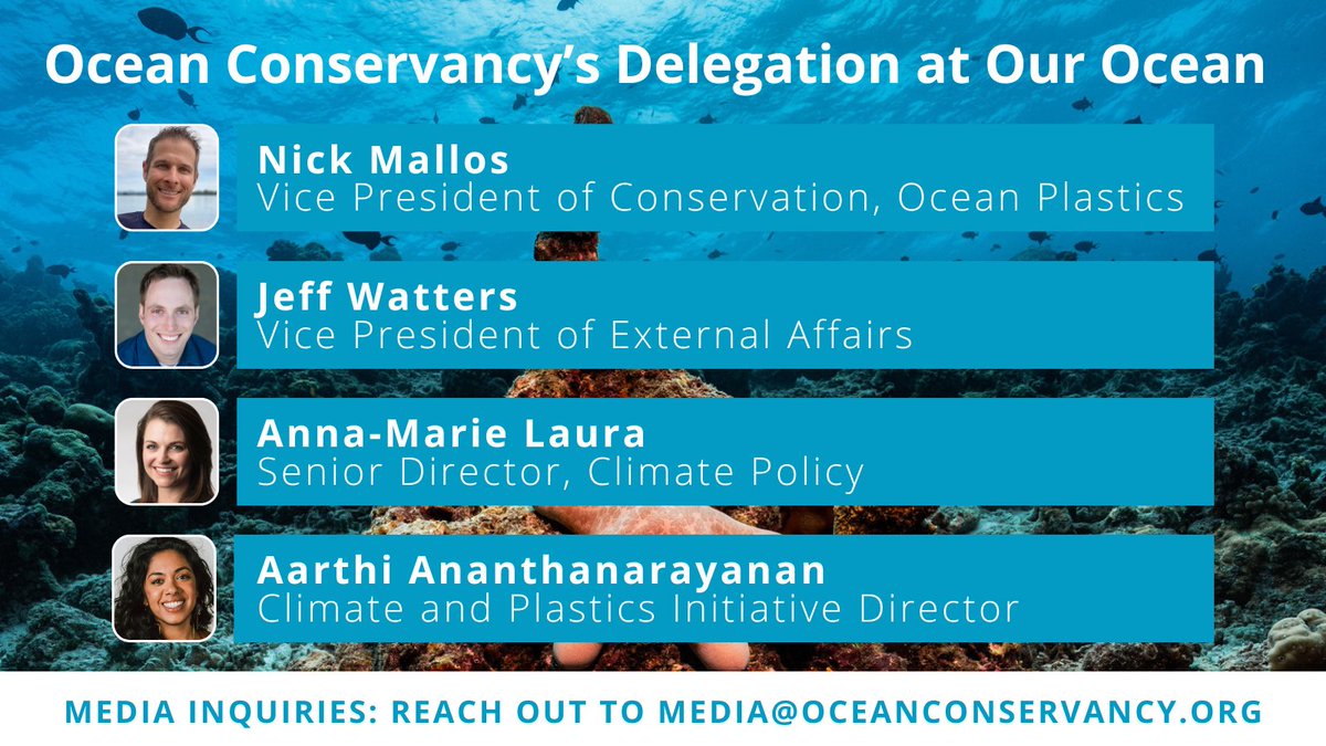 Our team is heading to @OurOceanGreece to work on the ocean’s greatest challenges from climate change to plastic pollution. Meet our delegation on the ground and learn more about the work they are doing while they are there: oceanconservancy.org/our-ocean/ #OurOcean2024 #OurOceanGreece