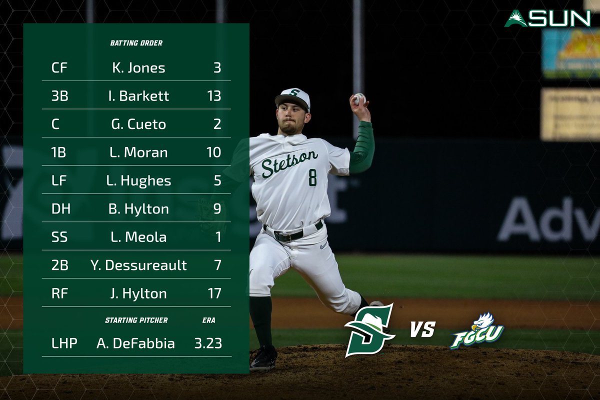 It's Green Out Day at the MAC as Stetson faces off against FGCU! Come out to support the Hatters for the 6:30 first pitch. #GoHatters | #OwntheMAC