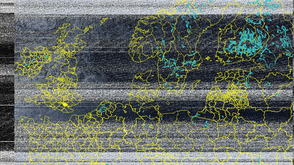 Appalling levels of noise, driven by a cluttered locality and a fairly low horizon elevation, ensures this image is hardly a technical triumph... But, it is my first ever weather satellite image, and is something I've wanted to do for a long time 🛰