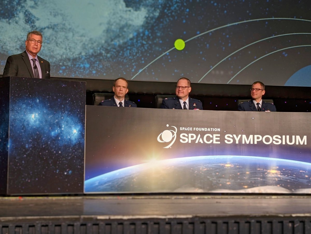 USSF_SSC's tweet image. #SpaceSystemsCommand Cols. Bryon McClain, Joe Roth, and Erik Stockham spoke to audiences at Space Symposium, emphasizing how we&apos;re thinking fundamentally differently in terms of how we request and acquire capabilities.