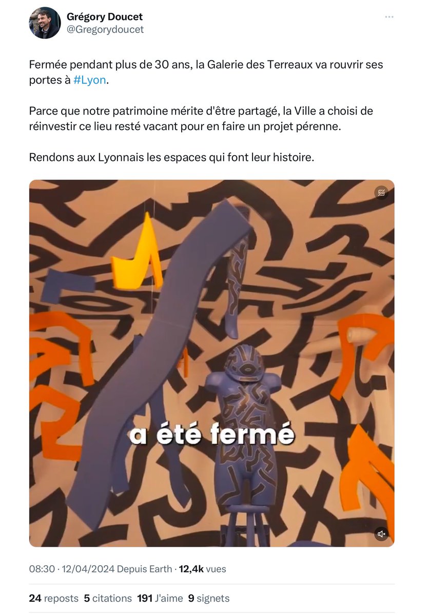 Ce n’est pas possible d’être autant à la rue : La Galerie des Terreaux n’a jamais été fermée depuis plus de 30 ans. Y a t il des lyonnais dans le cabinet du maire de la honte #doucet ? J’en doute. Même quand Collomb a formé le «gang de Strasbourg », il restait sur terre lyonnaise