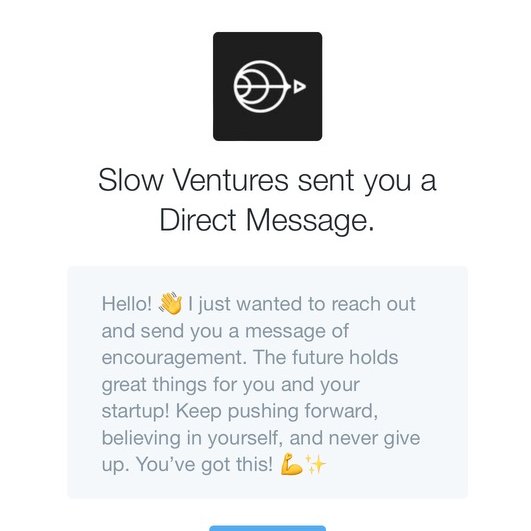 There's a fake @slow account sending encouraging messages to our founders on twitter. You can tell it's fake because we would never be this annoyingly positive.