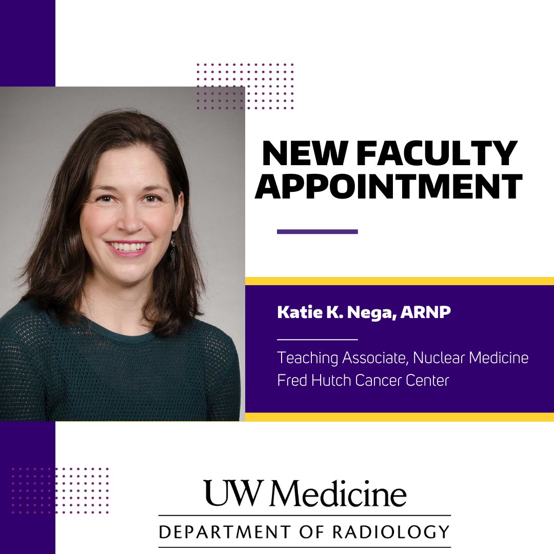 Extending a warm welcome to Katie Nega, ARNP, our new teaching associate in #nuclearmedicine at @FredHutch Cancer Center! #UWRadiology #UWMedicine