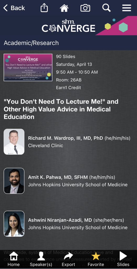 Both @ANiranjanAzadi and I are ready to host your in our #paradoxical “lecture” on #HighValue #MedEd! Missing our friends @Pahwa and @drlialogio but we are ready to make more! Come visit us Saturday at 9:50! @SocietyHospMed #SHMConverge24 #HowWeHospitalist @hvpaa @OhioAcp…