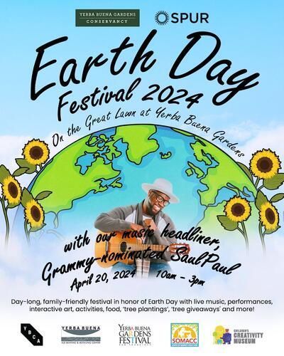 Next Saturday, April 20, join us to celebrate Earth Day at the Yerba Buena Gardens for a fun-filled, family-friendly day of live music, food, and interactive activities in partnership with YBCA, the Children’s Creativity Museum, and SOMACC. buff.ly/3VEeBES