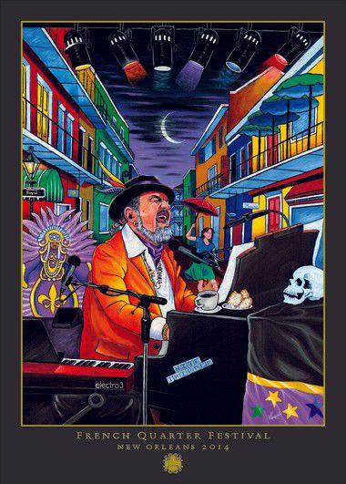 Dr. John appeared on the official French Quarter Fest 2014 poster, artwork by Varion Laurent. #FlashbackFriday