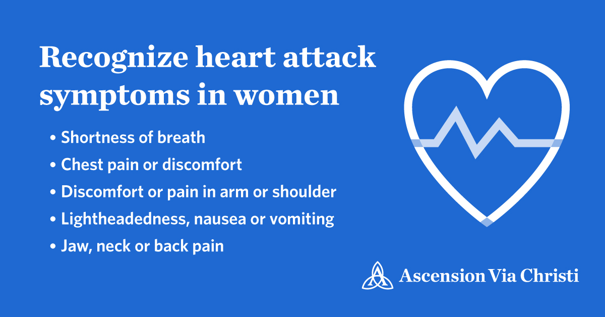 Both women and men have chest pain or discomfort most often before a heart attack. But women may be more likely to experience other symptoms, like shortness of breath, nausea or vomiting, or back or jaw pain. Know the signs to help women get the ER care they need. #HeartHealth