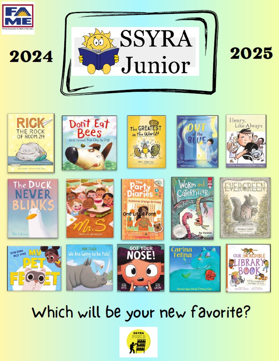 Wow! Thank you Florida readers for nominating MY PET FEET to the Sunshine State Young Readers Award Jr. List for 2024-25 despite the fact that there are both R’s in your state name (Florida) and award name (#SSYRA)! @FloridaMediaEd @FloridaSSYRA @SSYRAJR @SimonKIDS @SimonBooks