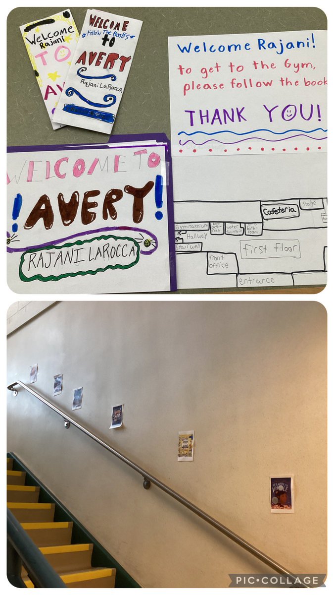 Reader Leaders wanted @rajanilarocca to feel welcome and comfortable in our school so they made her brochures about our school and a map. We even rolled out a red carpet for her and students lined the halls with her books. #LetThemLead