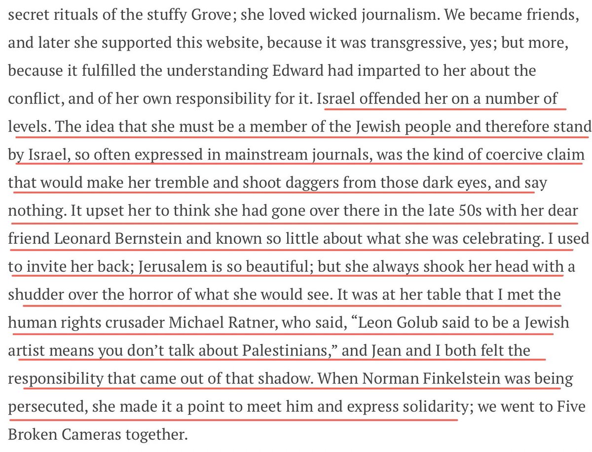 The solidarity among nominees for the Jean Stein Book Award is particularly beautiful to see in light of the late Stein’s own solidarity with the people of Palestine, which, as her friend @PhilWeiss wrote, extended to a decades-long personal boycott of “Israel.”