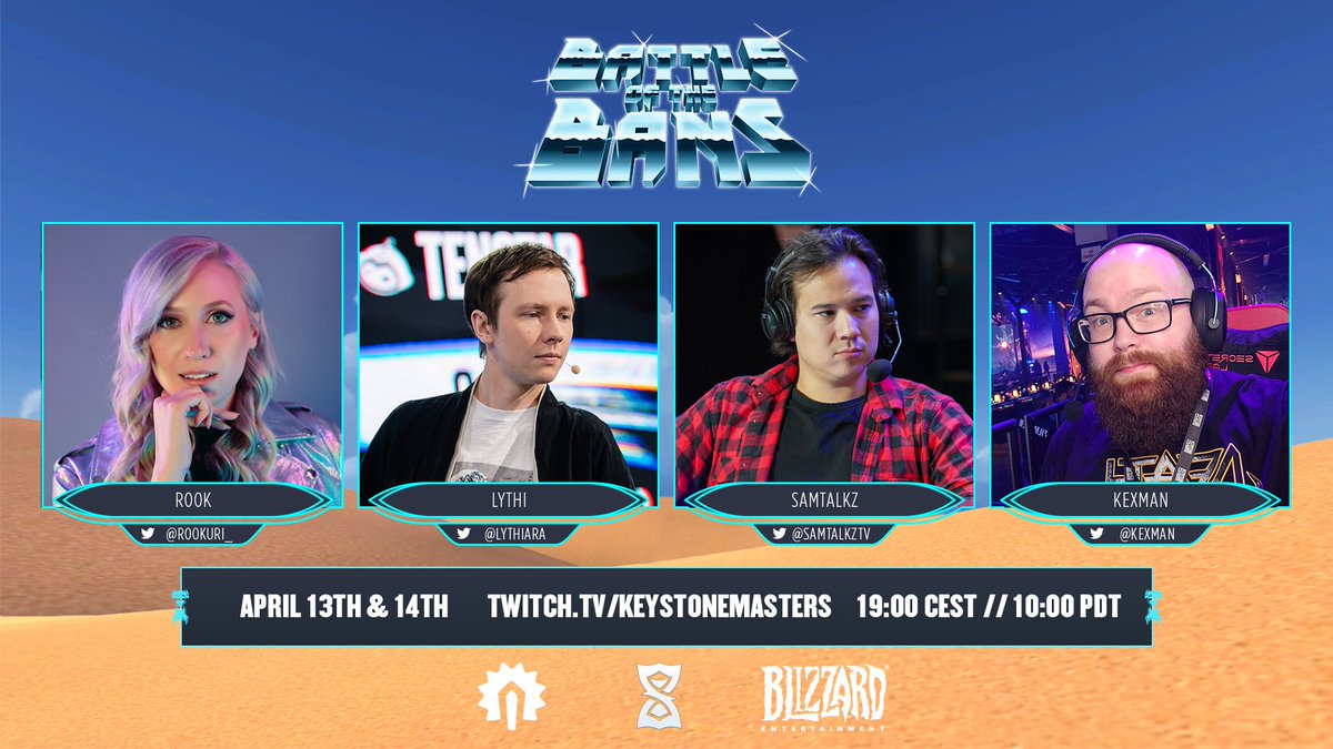 Keystone_Prod's tweet image. It's time to meet the tenacious talents of Keystone Masters: Battle of the Bans!⚡️

Join @rookuri_ / @Lythiara / @SamtalkzTV / @Kexman as we discover who will take it all in the EU and NA brackets🌍

Watch live tomorrow from 19:00 CEST // 10:00 PDT at twitch.tv/keystonemasters!🏆