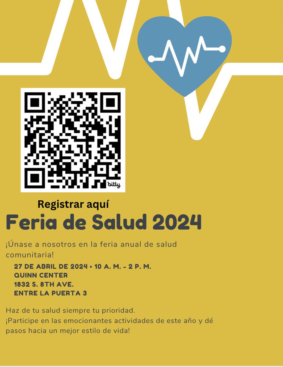 🚨Free health fair!🚨

Register today for Quinn Center's Health Fair.  There will be various resources for all ages.  Visit quinncenter.org today to register and for your chance at a raffle ticket!

#freeevent #healthfair #maywood