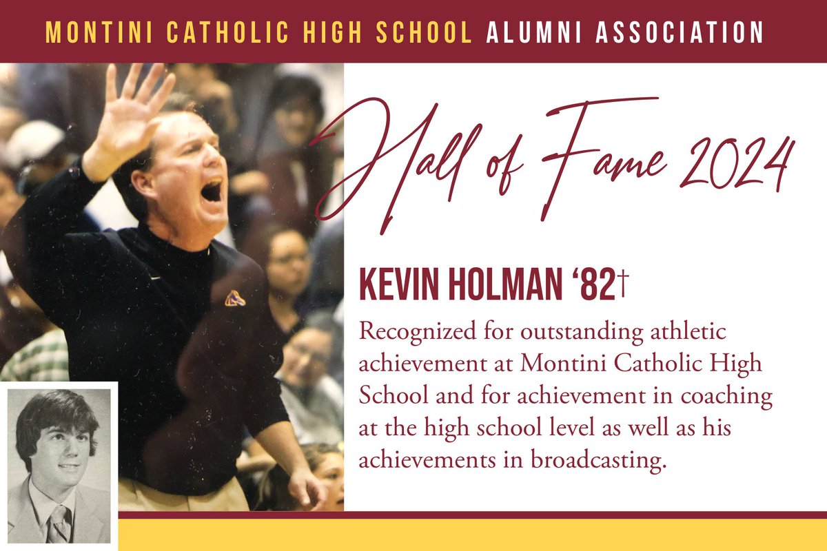 We are very proud to honor alumnus Kevin Holman '82† this Saturday at our 2024 Alumni Hall of Fame Banquet and Induction Ceremony (April 13th). Congratulations to the Holman family