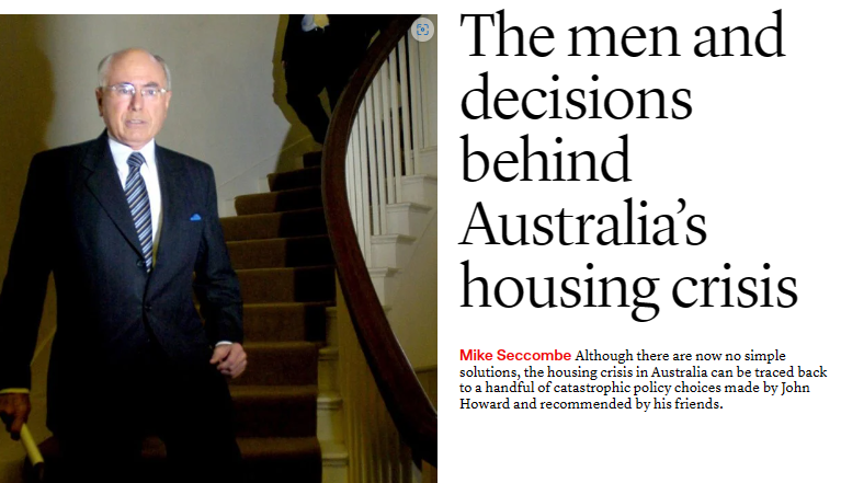 We've been in a growing housing crisis ever since John Howard decided a house was no longer a home but a greedy investment property. 

The housing crisis in Australia can be traced back to a handful of catastrophic policy choices made by John Howard. #auspol #abcnews #insiders