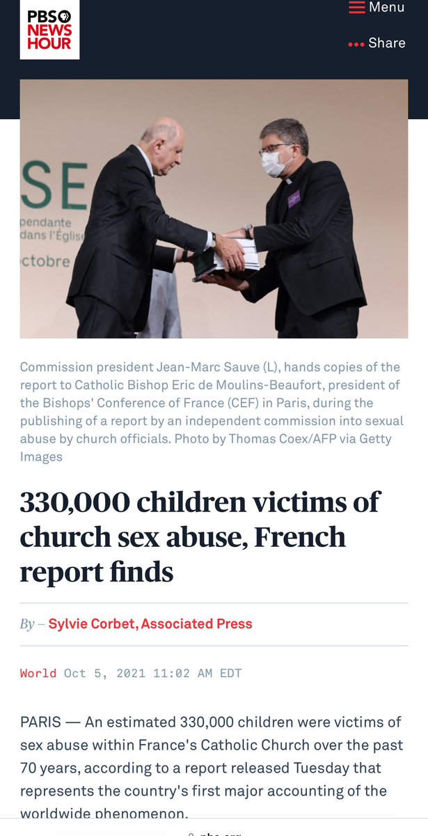 @antifaoperative More than 10,000 “Christian” leaders have raped more than 1 MILLION CHILDREN in documented cases.

The Church is LOADED with pedophiles…330,000 kids raped in France alone.

#ChristianGroomers
#Frauds 
#CULT 
#SexPredators
#ChildSexAbusers
#NotADragQueen