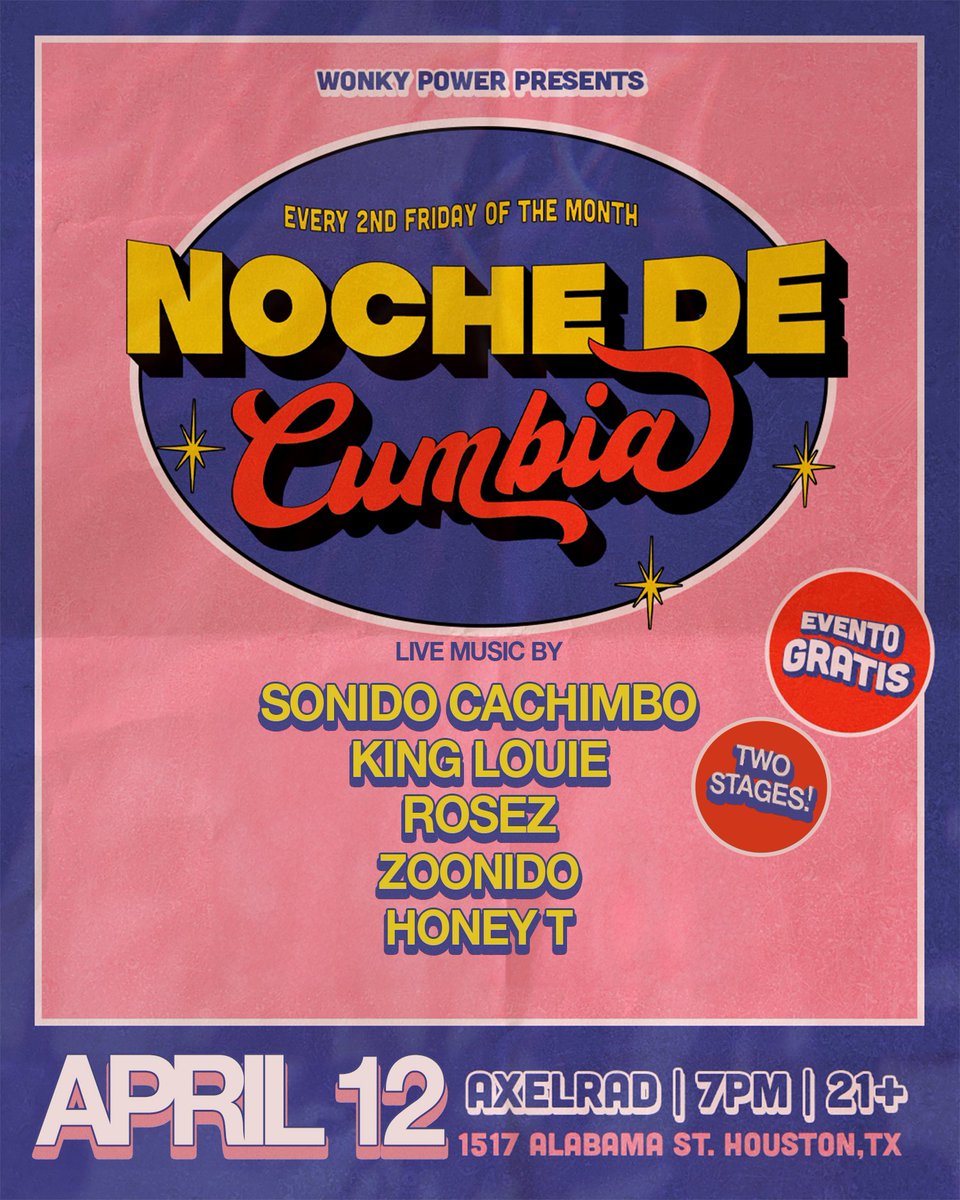 Noche de Cumbia is tonight!! 7pm Free entry. Presented by @wonkypower Join us!!