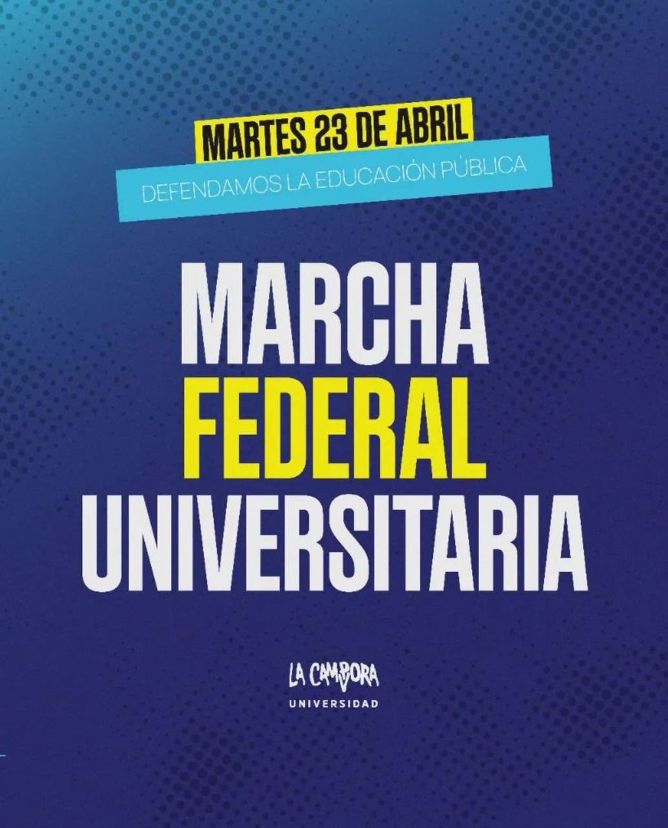 ✏️ MARCHA FEDERAL UNIVERSITARIA ✌🏽

» El martes 23 de abril, sumate a defender la Universidad pública!