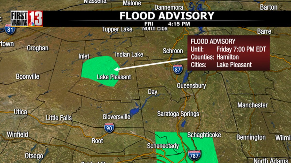 A flood advisory has been issued for the areas in green. Go to NewsChannel13 for the latest.