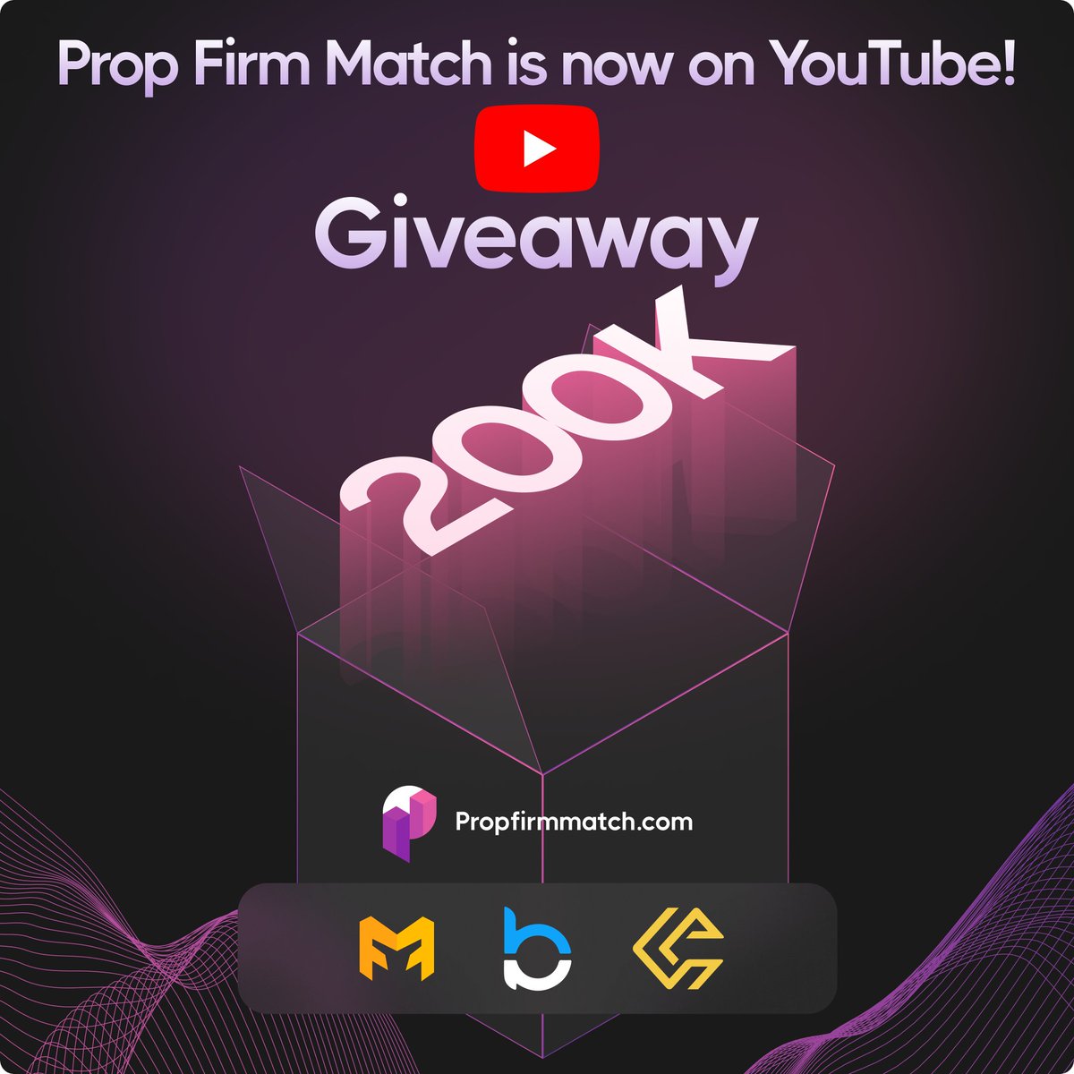 Prop Firm Match Launches YouTube Channel! 200K Challenge Account Giveaway 💥 To participate: 🤝 Follow @PropFirmMatch, @myflashfunding, @breakoutprop and @CFTradercom 👥 Tag 3 Traders 📽️ Subscribe to our YouTube Channel - Link Below Winners will be picked in 4 days ⏳