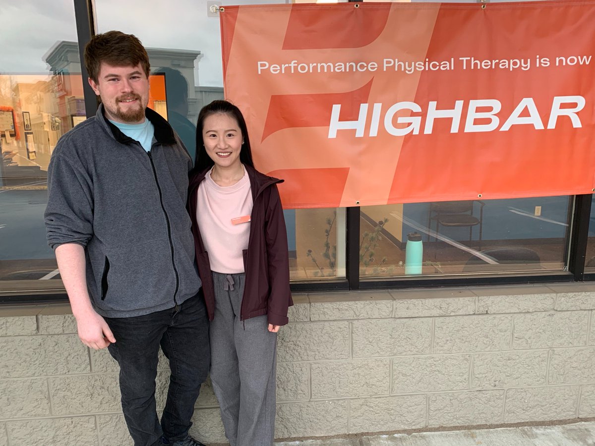 HighbarHealth's tweet photo. Let's celebrate Northeastern student, Yilan Deng's successful completion of her 2nd clinical rotation at our North Providence clinic! Here's a snapshot with her clinical instructor, Dr. Will Hilton. She's now certified in dry needling through our Dry Needling program! #PATTOTL https://t.co/ck5GQSzfRT