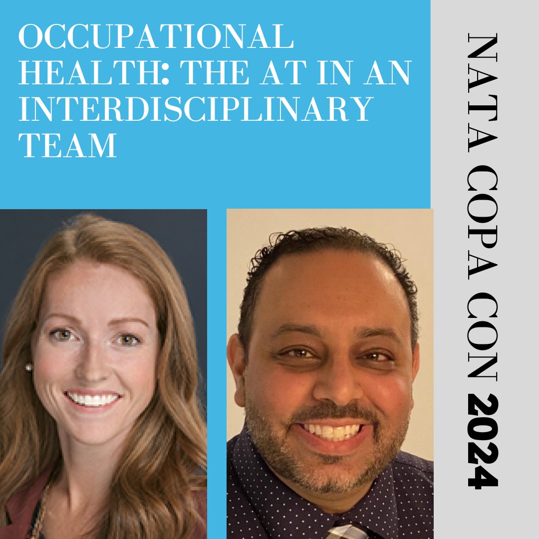 Join us at Copa Con 2024 for a presentation by Kyra Dodson, MBA, MS, LAT-ATC, Beth Syrstand, RN, and Michael Sidhom, MD, MSPH to learn more about Occupational Health: The AT in an Interdisciplinary Team. Register today at educate.nata.org/copacon2024!