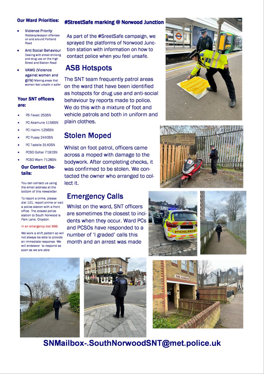 Please see the newsletter from South Norwood SNT for March 2024. #SouthNorwood #MyLocalMet