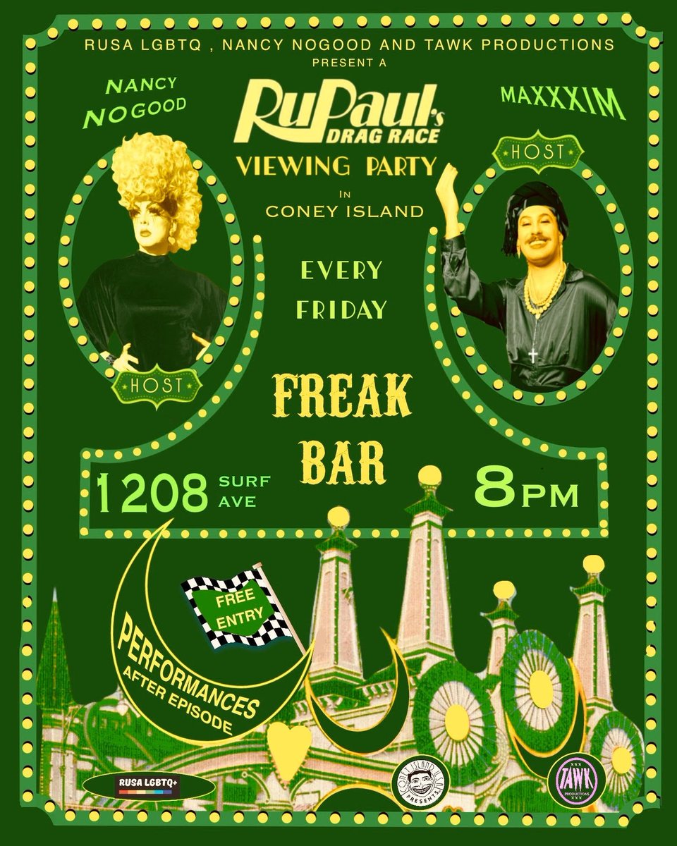 It's an admission free Friday here at Coney Island USA! From 2pm-7pm join us at the Freak Bar for Teacher Appreciation Fridays! Stick around at 8pm, for RuPaul’s Drag Race Viewing Party (just two episodes remaining)! Our Gift Shop will be open throughout. coneyisland.com