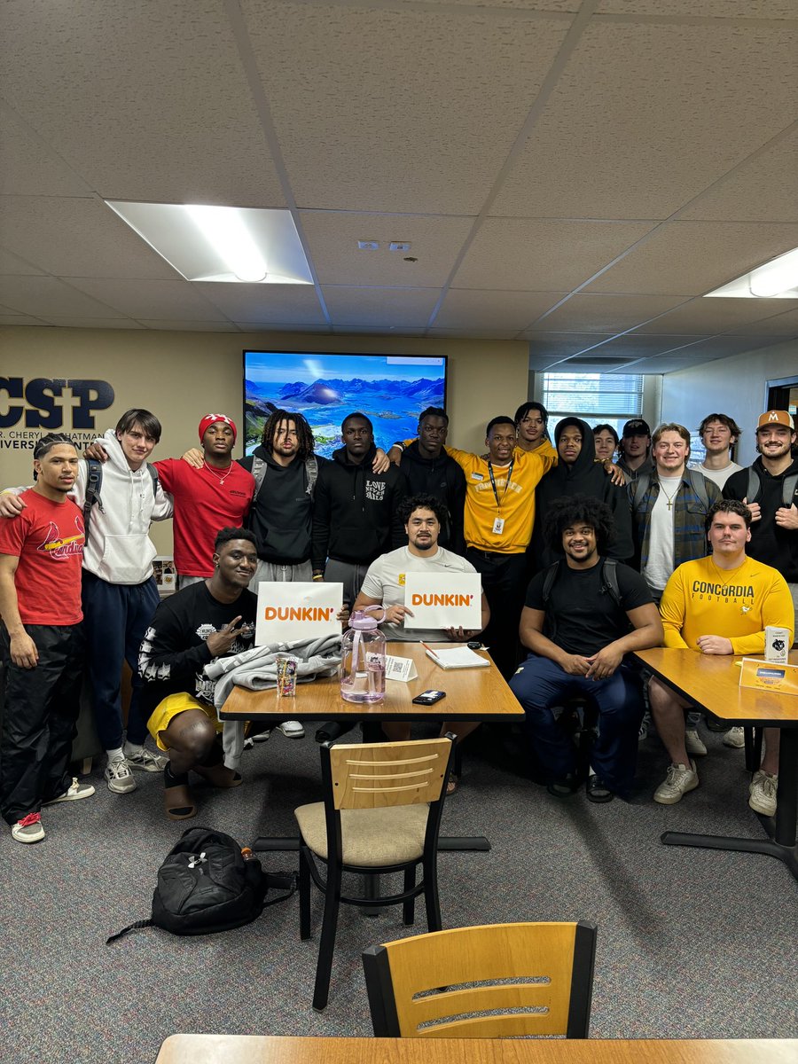 Spent time today celebrating our teammate's significant achievement of becoming the head of the diversity center! #teamdelta <a href="/CSPBearsFB/">Concordia St Paul Football</a>
