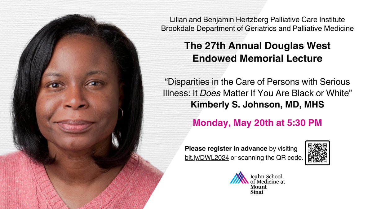 Join us for the 27th Annual Douglas West Memorial Lecture presented by Kimberly S. Johnson, MD, MHS on Monday, May 20th at 5:30 PM. Please register in advance: bit.ly/DWL2024