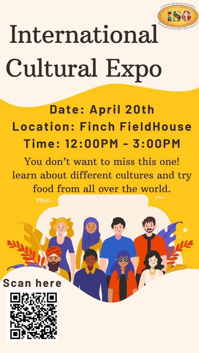 CMUISO's tweet photo. Hello CMU fam!🔥Our Cultural EXPO event is almost here.😍 Here are some important info about the EXPO:
1️⃣Scan this QRcode now for all who plan on attending. https://t.co/RzZawZBMTb