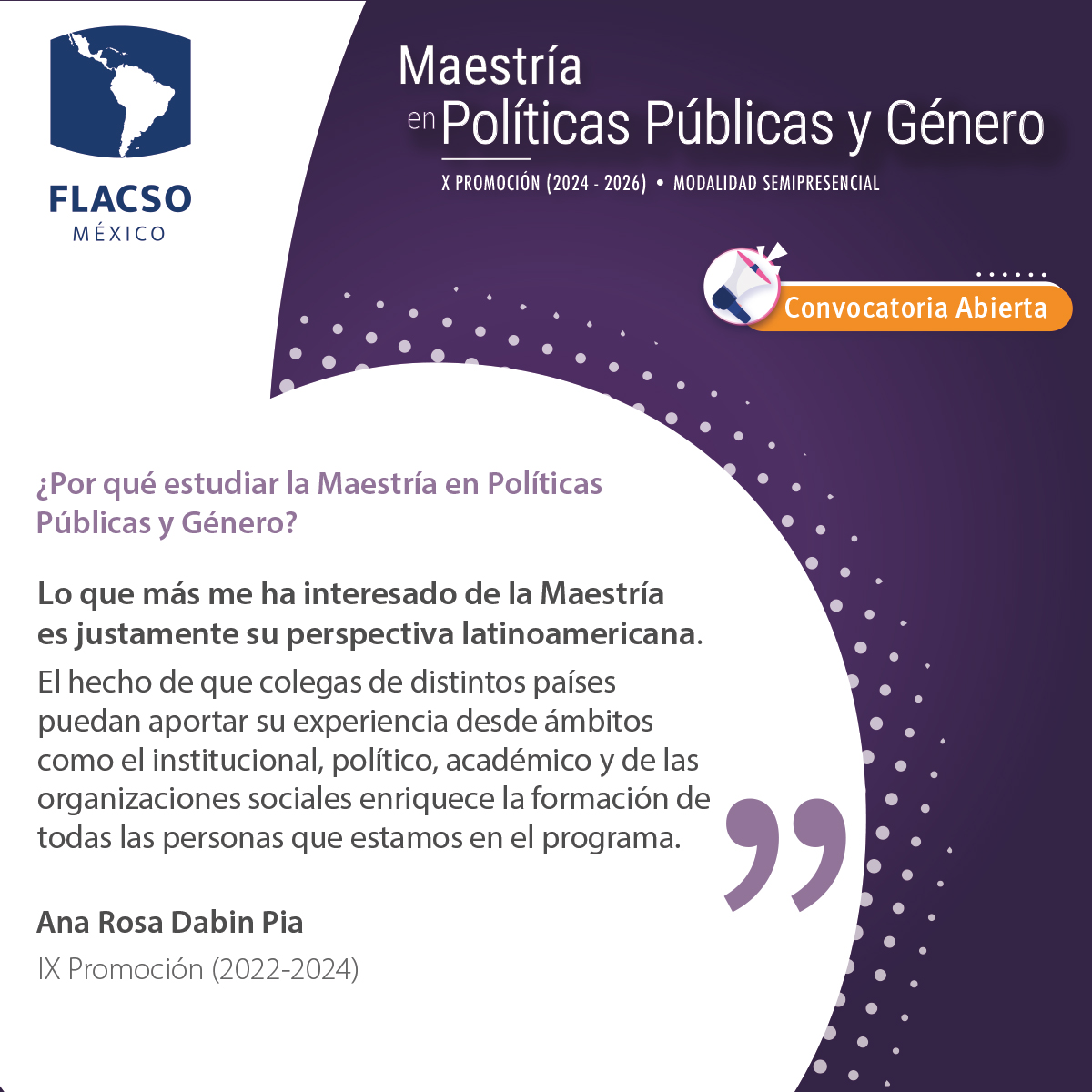 La #Maestría en #PolíticasPúblicas y #Género es un punto de encuentro multidisciplinario que reúne a estudiantes de México y América Latina que con sus trayectorias profesionales enriquecen la experiencia educativa.

¡Postula ahora!
bit.ly/MPPG2024