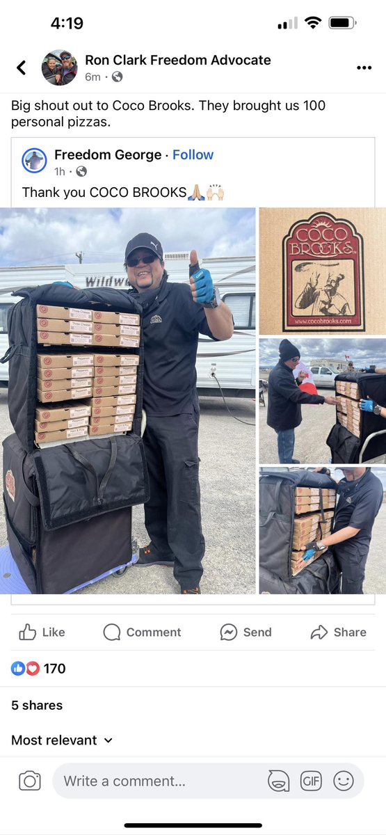 the #CarbonTaxProtest :people are hungry can’t afford food because we are “taxed to death”
also the carbon tax protest: we just got 100 free pizzas #AxeTheTax #convoywatch #FeedomConvoy #FreedomFighter