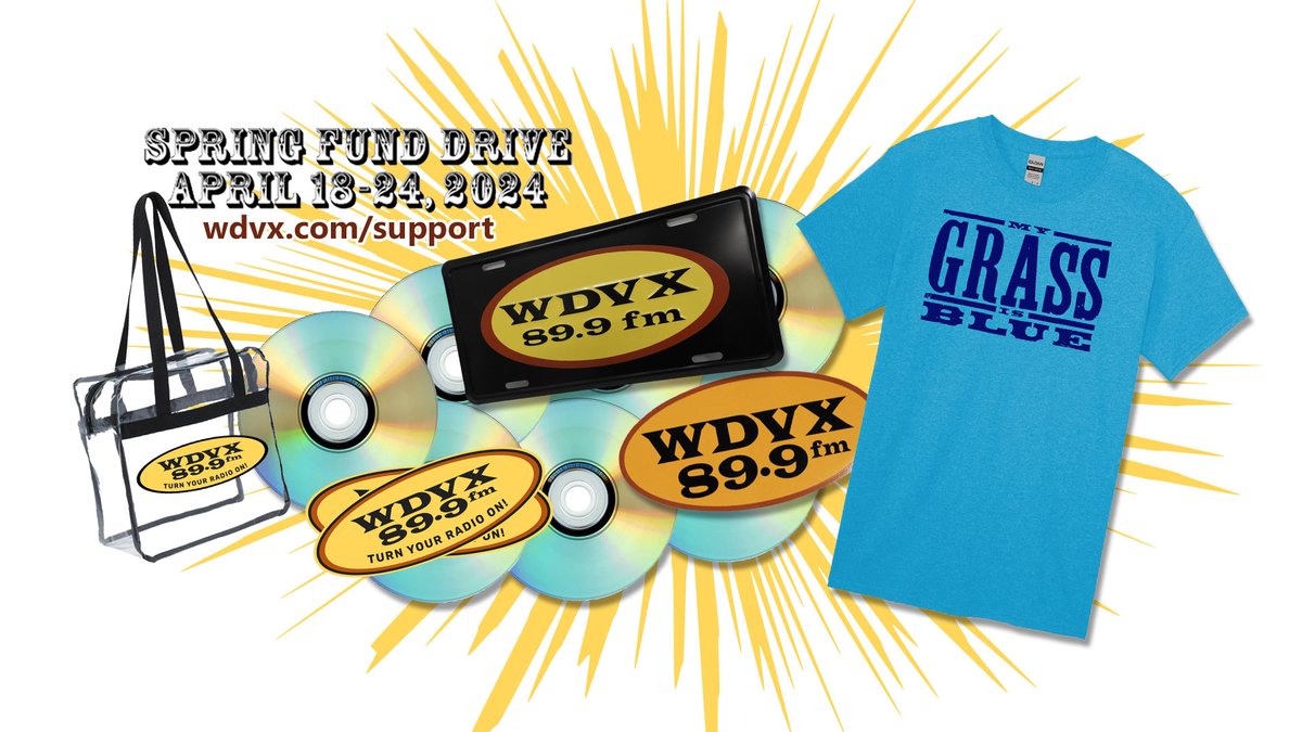 The @WDVX Spring Fund Drive starts next week (April 18-24), but you can already contribute now on our website at wdvx.com/support/. Check out the return of the WDVX 'My Grass is Blue' t-shirt, the new WDVX Clear Festival Bag, and more. Help us Keep the Music Going!