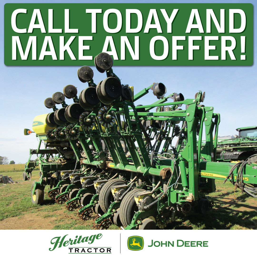 🌱 Planting season is here and all units must go! Call @HeritageTractor, make an offer, and start planting with a steal! Don't wait, act now! (866) 934-5202 📞 
#JohnDeere #Farming #Planters #HeritageTractor

Shop now: bit.ly/49EHOCS