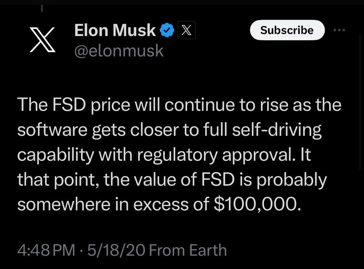 MissJilianne's tweet photo. 🚨BREAKING🚨
Tesla Full Self -Driving has been reduced from a whopping in excess of $100,000 to a measly $99 per month. https://t.co/RHF2CGMzYp